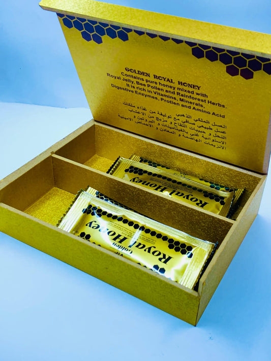 Golden Royal Honey with Royal Jelly, Bee Pollen, and Rainforest Herbs | 24 Sachets x 10g | Premium Natural Honey for Energy, Digestion, and Immunity Boost